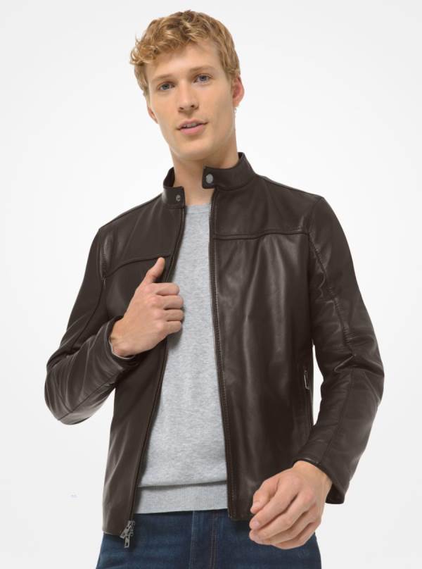 Panske Bundy Michael Kors Leather Racer Čokoláda - Oblecenie Michael Kors Sleva | YRBUI-2960